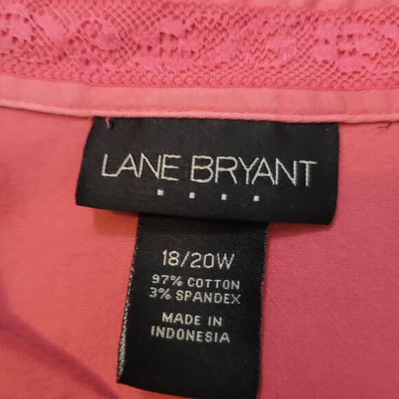 Lane Bryant Size 18/20W 3/4 Sleeve Button Up Front Dart Pink Collared Top Career - Picture 7 of 8